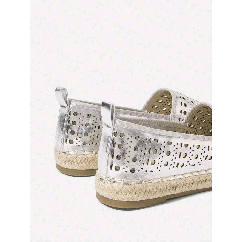 Silver Espadrilles Women's Slip On Comfort Casual‎ Shoes